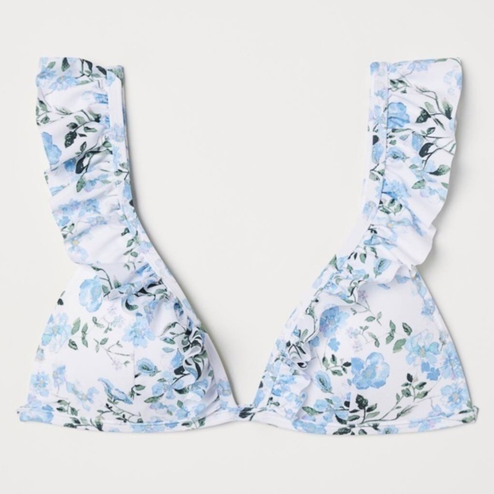 H&M Floral Padded Triangle Bikini Top Bathing Suit NWOT
